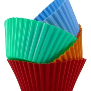 Kit 12 Formas Silicone Cupcake Muffins Forminhas Redonda 7cm Air Fry Forno Microondas Pogala
