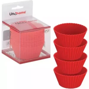 Kit 12 Formas Silicone Cupcake Forminhas Cupcake Bolo Muffin Cor Vermelho